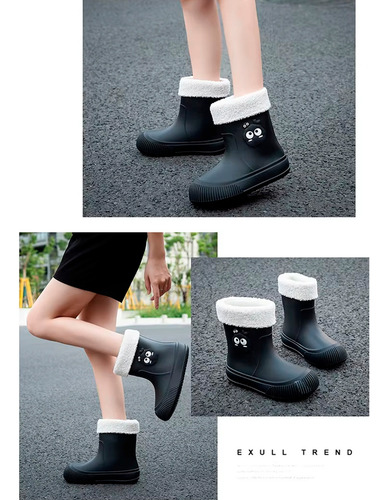 Botas De Lluvia Impermeables Afelpadas Dama Mujer