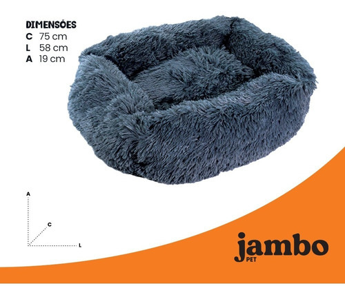 Cama Pra Pet Quadrada Grande Cinza Escuro 75x58x19cm Jambo