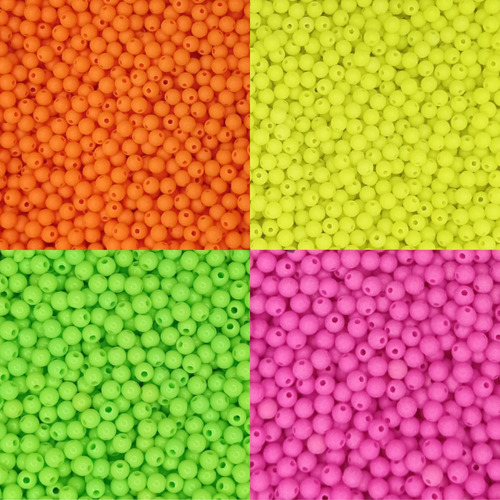 Bolinhas Neon 6mm 1000 Peças Artesanato Miçangas Cores Vivas Cor Colorido Neon Diâmetro 6 Mm
