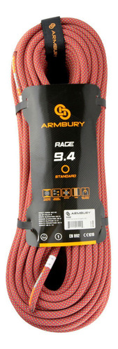 Corda Para Escalada 9.4mm X 60m Rage - Vermelha - Armbury