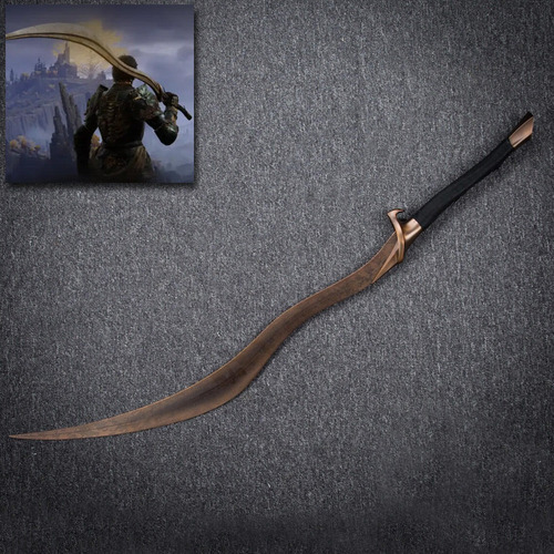 Espada Elden Ring Bloodhounds Fang Em Aço Com Suporte 82 Cm