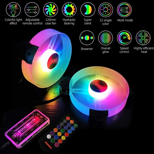 Pack 3 Fan De 120mm Rgb Pecham Para Pc Con Control Remoto