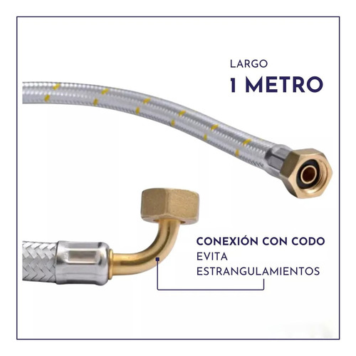 Flexible De Gas Con Codo Certificado Sec 1/2 Hi X 1/2 Hi