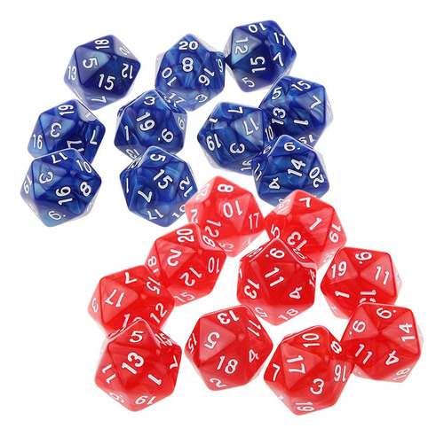 20piece Twenty Sided D20 Para Jugar Rpg Party Rojo Y Azul