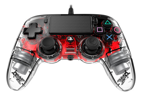 Controle Transparente Para Ps4 Pro Nacon Wired Illuminated Cor Vermelho