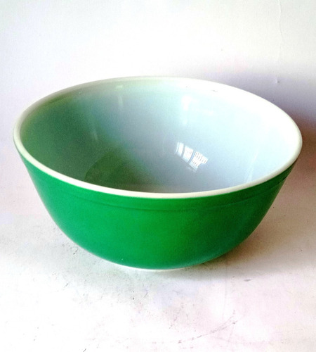 Práctico Bowl Vidrio Pyrex Vintage 50s Redondo Mediano Verde