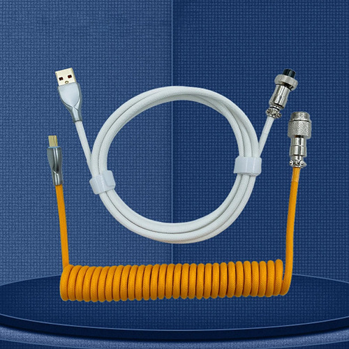 - Cabo Enrolado Usb Para Tipo C Com Plugue De Branco