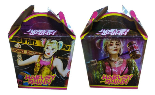 Imagen 4 de 10 de Escuadron Ave Harley Quinn Set 30 Cajitas Dulceras Bolo Feli