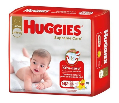 Pañales Huggies Supreme Care  M 22 u