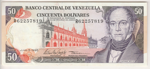 Billete Venezuela 50 Bs Junio 5 1995 R8 Unc