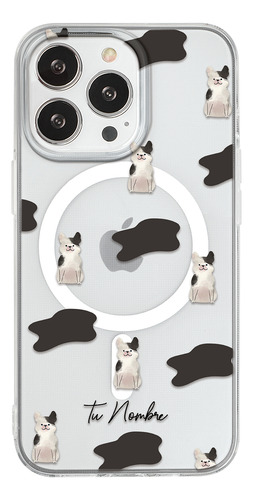 Funda Para iPhone Magsafe Perrito Bulldog Francés Tu Nombre