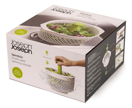 Escurridor Centrifugador Para Bacha Joseph Joseph Spindola Color Blanco Y Verde