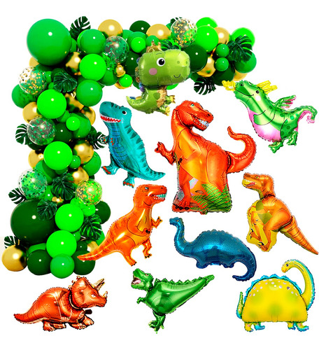 10 Globo Dinosaurio Modelos Surtido Animal Granja Metalizado