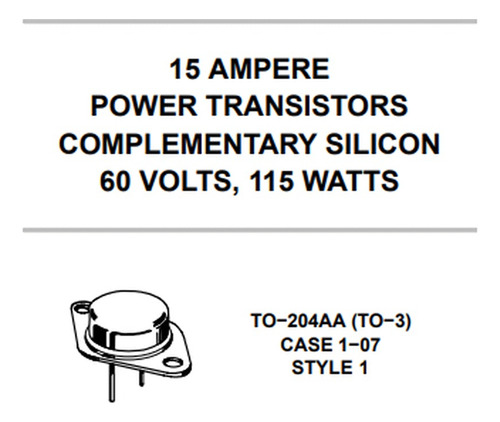 2 Pzas. Transitor Pnp Mj2955 60v 15a