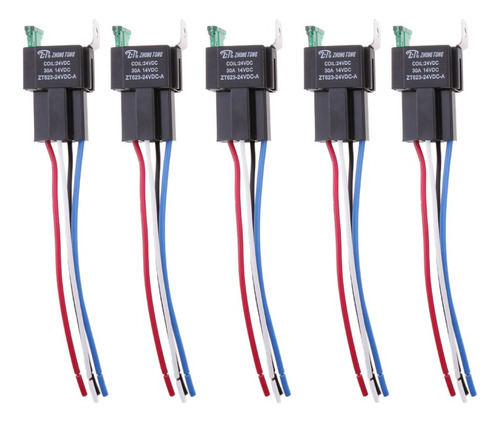 5x Con Arnés Conector 4 Terminales 24v 30a Para Bocina Faro