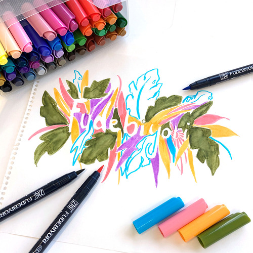 Marcador Fudebiyori Lettering Set 48 Colores Kuretake