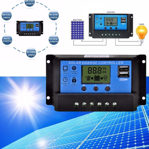 Regulador Carga Solar Panel Digital 12v 24v 30a Envio Gratis