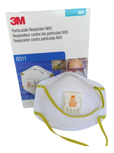 10pz 3m Respirador 8511 N95 Con Valvula Mascarilla Cubreboca Blanco