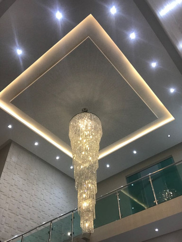 Lustre Pendente Cristal Espiral Ø70cm Sala Pé Direito Duplo