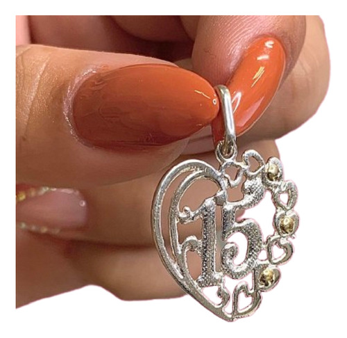 Dije Quinceaños Con Corazones De Plata Y Oro Regalo D 534