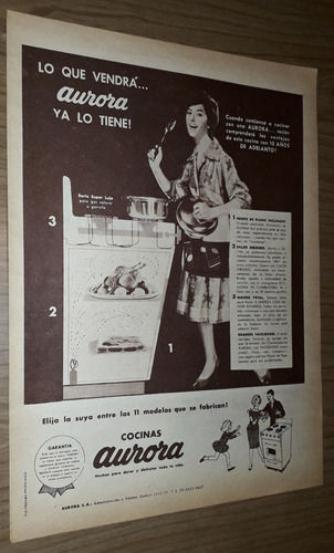P400 Clipping Antigua Publicidad Cocinas Aurora Año 1961 (Usado)