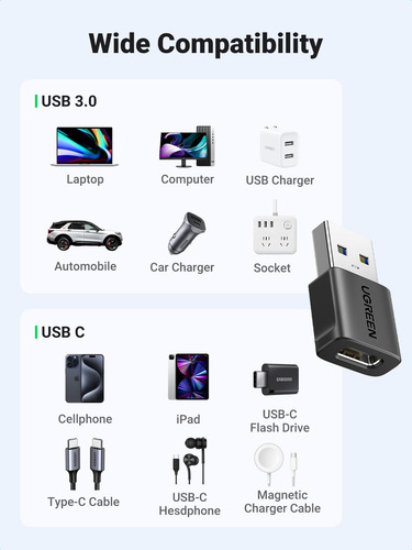 Adaptador Usb Para Usb C Ugreen 10 Gbps Usb C Fêmea Para Usb