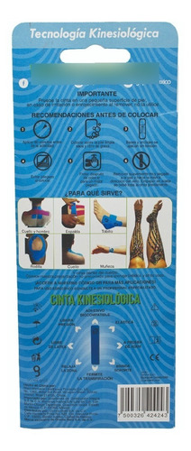Cinta Kinesiológica Azul Go Plus 1m Pre-cortada