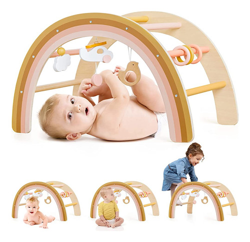 Tiny Land Baby Play Gym, Wooden Play Gym For Baby 0-6 Months