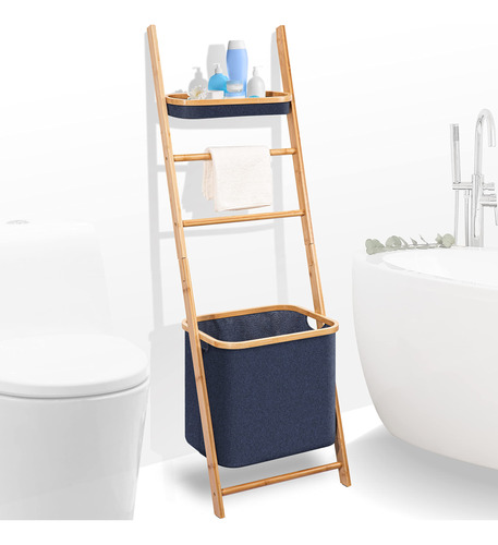 Serenelifehome Estante De Madera Para Toallas De Baño Con .