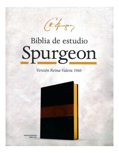 Biblia De Estudio Spurgeon, Negro/marrón Símil Piel
