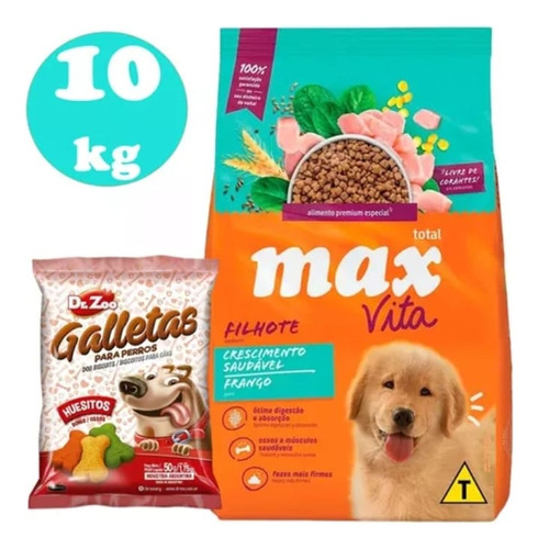 Max Cachorro Crecimiento Saludable Pollo 8kg + Regalo