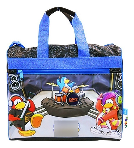 Mochila Infantil Club Penguin Bolso Rectangular 41952 Color Azul Oscuro Diseño De La Tela Estampado Pinguin