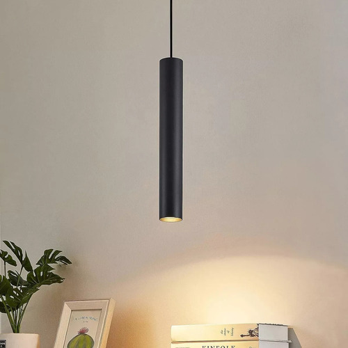 1 Colgante Aplique Negro Tubo Largo 1m Cable + Lampara Gu10