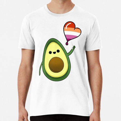 Remera Avocado Heart Balloon Orange Pink Lesbian Algodon Pre