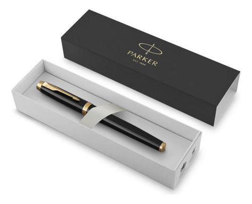 Lapicera Pluma Parker Im Negra Con Dorado Personalizada