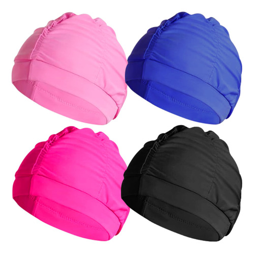 4 Gorra Natacion Tela Flor Para Mujer Duradera No Elastica