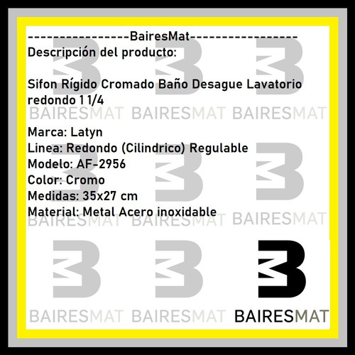 Imagen 3 de 5 de Sifon Desagote Descarga Lavatorio Cromado Cuadrado Bronce
