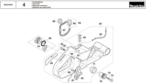 Vista Explodida Motosserra Gasolina Dcs 9010 - Makita