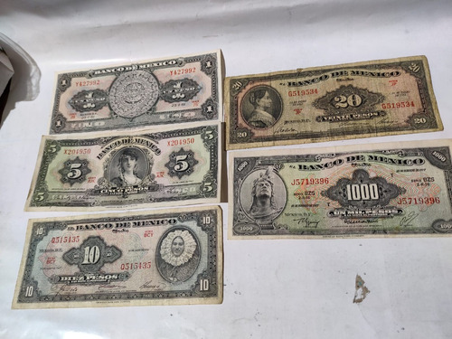 Billetes Antiguos México 1961 Denominaciones 1 A 1000