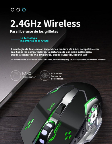 Ratón Inalámbrico Recargable, Ratón Bluetooth Mute Para Vide