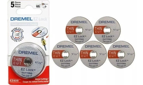 Set Disco Corte Fino Dremel Ez409 1-1/2' Metal 0,6mm X 5 Uni