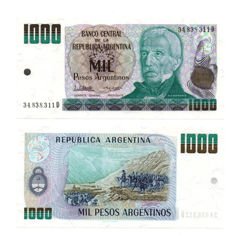 Billete Argentina 1000 Pesos Argentinos Bottero 2634 Unc