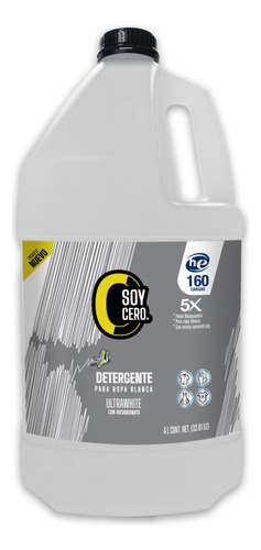 Soy Cero Detergente Ultrawhite, 4l, Concentrado, 160 Cargas