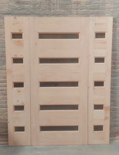 Puerta De Pino 90x200 Cm Con Vidrios Blc Maderas Ext/int
