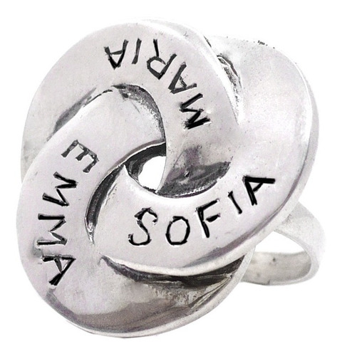 Anillo Plata Mujer Con Argollas Rusos Rusas Nombre Grabado