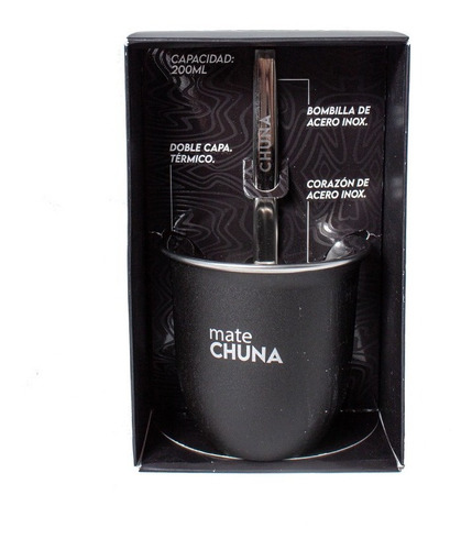 Mate Acero Inoxidable Chuna Termico Doble Capa Bombilla 200m