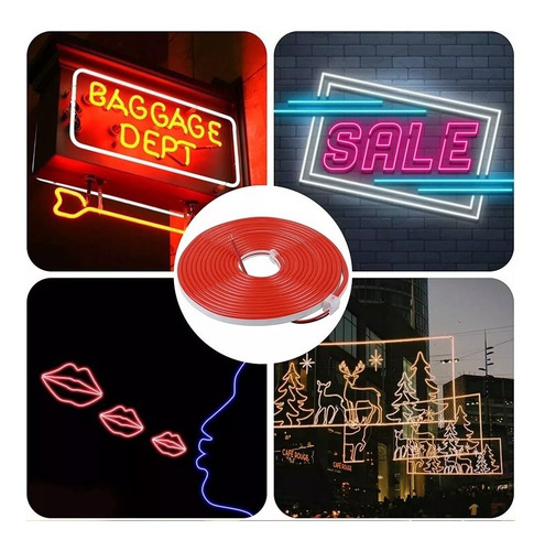 Imagen 3 de 10 de Kit Tira Luces Led Neon Manguera Flexible Exterior + Fuente