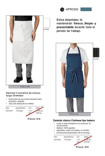 Delantal Profesional Marca Chefwear