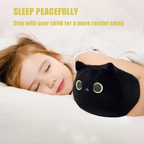 Almohada De Peluche De Gato Negro, Almohada De Sofá Con Dise Color Negro
