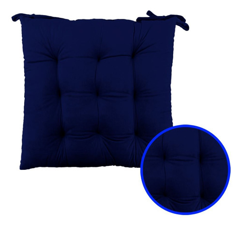 Almohadón Silla Sofá Sillón Auto Cómodo Poliester Y Algodón Color Azul Oscuro